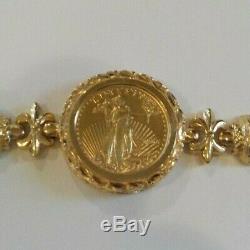 Estate 14 K Gold US Dollar $5.00 Coin Bracelet, 27.9 grams