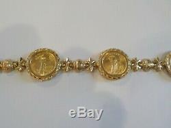 Estate 14 K Gold US Dollar $5.00 Coin Bracelet, 27.9 grams