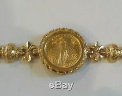 Estate 14 K Gold US Dollar $5.00 Coin Bracelet, 27.9 grams