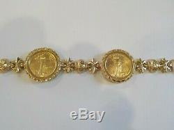 Estate 14 K Gold US Dollar $5.00 Coin Bracelet, 27.9 grams