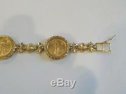 Estate 14 K Gold US Dollar $5.00 Coin Bracelet, 27.9 grams