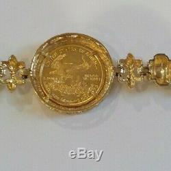 Estate 14 K Gold US Dollar $5.00 Coin Bracelet, 27.9 grams