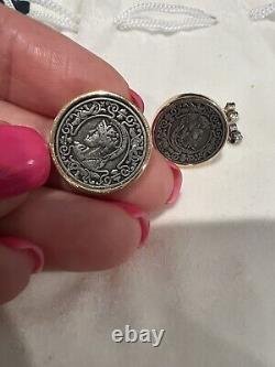 Estate 14K Yellow Gold Roman Coin Stud Earrings 7.5 Grams