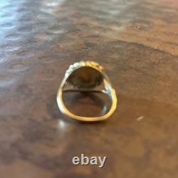 Estate 14k Yellow Gold Raphael Cherub Putti Angel Coin Ring 2.09 Grams Size 5