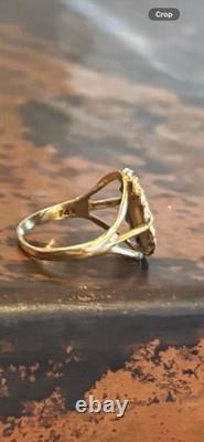 Estate 14k Yellow Gold Raphael Cherub Putti Angel Coin Ring 2.09 Grams Size 5