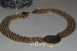 Estate Ancient Coin Gold Necklace Vintage 153 Grams