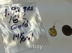 Estate Solid 18k Gold Coin Charm Pendant 1.92 Grams Tested Free Shipping
