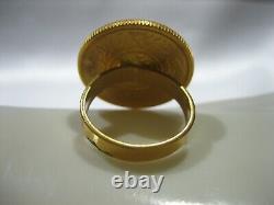 Estate Vintage Rare 22k Yellow Gold Saudi Arabia Coin Ring 11.3 Grams Size 6