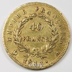 FRANCE 1811 A 40 Francs 12.9g Gold Coin XF KM#696.1 NAPOLEON EMPEREUR 0.3734 AGW