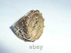 Fab Mens Solid 9ct Gold 22k Full Sovereign 1899 Ring Size M 16.79mm 15.6 Grams