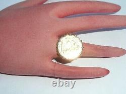 Fab Mens Solid 9ct Gold 22k Full Sovereign 1899 Ring Size M 16.79mm 15.6 Grams