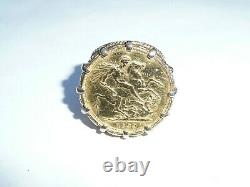 Fab Mens Solid 9ct Gold 22k Full Sovereign 1899 Ring Size M 16.79mm 15.6 Grams