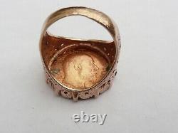 Fab Mens Solid 9ct Gold 22k Half Sovereign 1908 Ring Size P 17.97mm 10.4 Grams