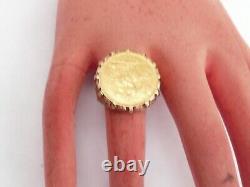 Fab Mens Solid 9ct Gold 22k Half Sovereign 1908 Ring Size P 17.97mm 10.4 Grams