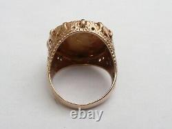 Fab Mens Solid 9ct Gold 22k Half Sovereign 1908 Ring Size P 17.97mm 10.4 Grams