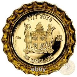 Fiji 12 grams COCA-COLA $25 Gold Coin 2018 Bottle Cap Shaped Proof RARE