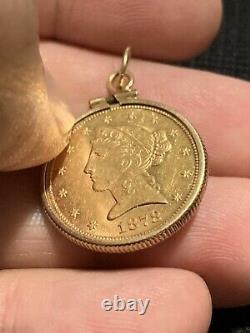 Fine $5.00 LIBERTY HEAD EAGLE GOLD COIN Pendant 187814K 9.6 Grams