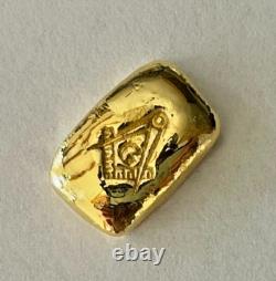 FreeMason 5 g GOLD. 9999 hand poured 2026 bar 99.99% pure solid gold masonic
