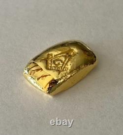 FreeMason 5 g GOLD. 9999 hand poured 2026 bar 99.99% pure solid gold masonic
