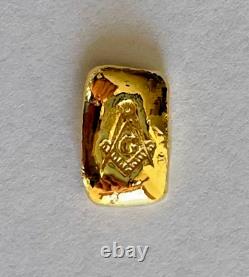 FreeMason 5 g GOLD. 9999 hand poured 2026 bar 99.99% pure solid gold masonic