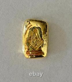 FreeMason 5 g GOLD. 9999 hand poured 2026 bar 99.99% pure solid gold masonic