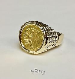 GENUINE INDIAN HEAD 2 1/2 DOLLAR GOLD COIN 14K Mens RING MOUNTING 12 grams