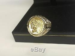 GENUINE INDIAN HEAD 2 1/2 DOLLAR GOLD COIN 14K Mens RING MOUNTING 12 grams