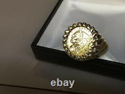 GENUINE INDIAN HEAD 2 1/2 DOLLAR GOLD COIN GENTS RING MOUNTING 14K. 14 grams