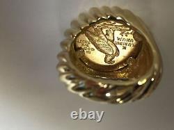 GENUINE INDIAN HEAD 2 1/2 DOLLAR GOLD COIN GENTS RING MOUNTING 14K. 14 grams