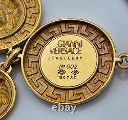 GIANNI VERSACE 18K Gold Medusa Coin Charm Bracelet #002 Limited Edition 120grams