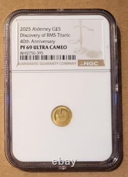 GOLD. 5g. 9999 Fine Proof Coin 2025 Alderney Discovery Of RMS Titanic 40th Ann