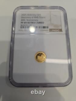 GOLD. 5g. 9999 Fine Proof Coin 2025 Alderney Discovery Of RMS Titanic 40th Ann