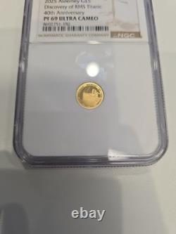 GOLD. 5g. 9999 Fine Proof Coin 2025 Alderney Discovery Of RMS Titanic 40th Ann