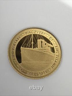 GOLD. 5g. 9999 Fine Proof Coin 2025 Alderney Discovery Of RMS Titanic 40th Ann