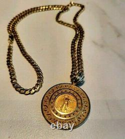 GOLD CHAIN 41 Grams 27 Long with $5 Gold Coin in Medallion 1/10 Fine Gold 10oz