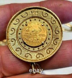 GOLD CHAIN 41 Grams 27 Long with $5 Gold Coin in Medallion 1/10 Fine Gold 10oz