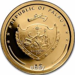 GOLD LUCK 1 gram 24k Gold Proof Coin with REAL 4 LEAF CLOVER 2022 Palau $1