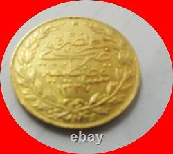 GOLD OttmanTURKEY 100 KURUSH 7.216 GRAMS 100% Authentic MUHAMMAD V COIN AH 1327