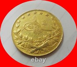 GOLD OttmanTURKEY 100 KURUSH 7.216 GRAMS 100% Authentic MUHAMMAD V COIN AH 1327