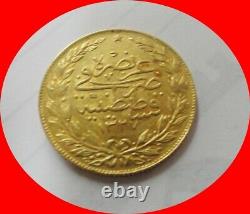 GOLD OttmanTURKEY 100 KURUSH 7.216 GRAMS 100% Authentic MUHAMMAD V COIN AH 1327