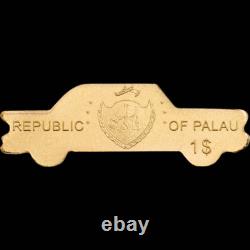 GOLDEN CLASSIC CAR 1/2 Half Gram 14mm $1 Dollar 24k Gold Coin 2021 PALAU