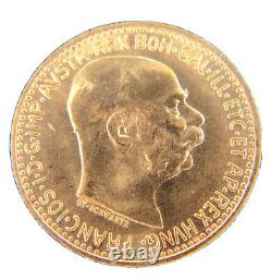 Gem Bu 1912 Gold Austria 10 Corona 3.3875 Grams Franz Joseph Coin