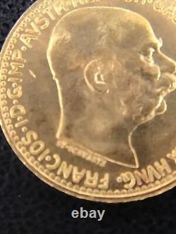 Gem Bu 1912 Gold Austria 10 Corona 3.3875 Grams Franz Joseph Coin