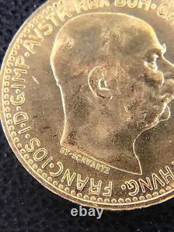 Gem Bu 1912 Gold Austria 10 Corona 3.3875 Grams Franz Joseph Coin