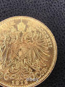 Gem Bu 1912 Gold Austria 10 Corona 3.3875 Grams Franz Joseph Coin