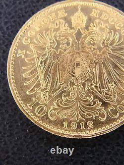 Gem Bu 1912 Gold Austria 10 Corona 3.3875 Grams Franz Joseph Coin