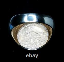 Genuine 1913 2/12 Gold Dollar Coin Unisex 14k Ring 15.47 Grams