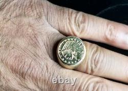 Genuine 1913 2/12 Gold Dollar Coin Unisex 14k Ring 15.47 Grams