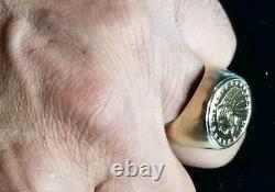 Genuine 1913 2/12 Gold Dollar Coin Unisex 14k Ring 15.47 Grams