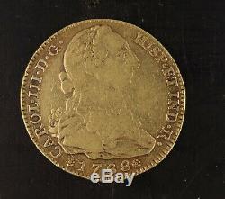 Genuine Dated 1788 Spanish 4 Escudo Gold Coin 13.2 Grams